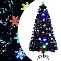 arbol de navidad copos de nieve led fibra optica negro 120 cm vidaxl