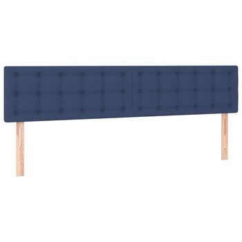 Pack 2 Uds Cabeceros Cama | Panel De Cabeceras De Tela Azul 90x5x78/88 Cm