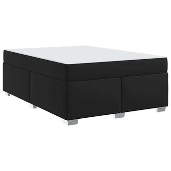 Estructura De Cama Negro 160 X 200 Cm Cuero Sintético