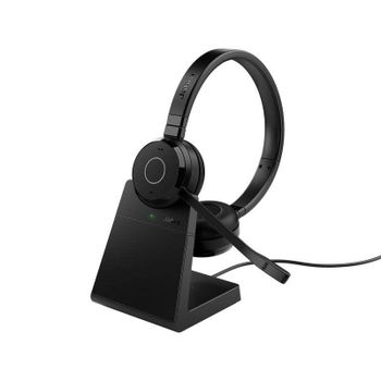 Auriculares Jabra Evolve 65 TE inalámbricos y con cable Bluetooth con Cancelación de Ruido, micrófono y base de carga, negros