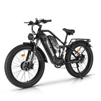 [EU DIRECT] PHILODO JUMBO Bicicleta eléctrica Fat 48V 23Ah*2 Baterías dobles 1500W*2 Potencia pico Motores dobles Veloci