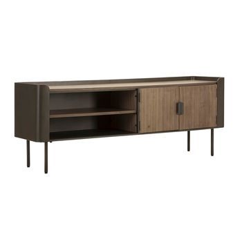 Mueble De Tv De Metal Y Madera Marrón 150x42x58 Cm