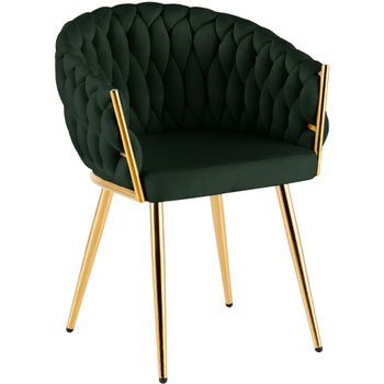 Silla De Comedor Molise Terciopelo Dorado Verde 57x58x80 Cm Clp