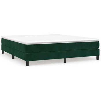 Cama Matrimonial | Cama Para Adultos | Estructura De Cama Box Spring Terciopelo Verde Oscuro 180x200cm