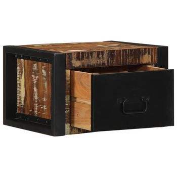Mesita De Noche | Mesilla De Noche Multicolor 40x35x25 Cm Madera Maciza Reciclada
