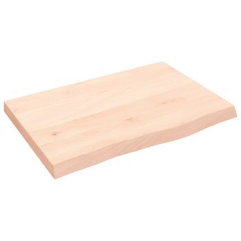 Tablero De Mesa Madera Maciza Roble Sin Tratar 60x40x(2-4) Cm Vidaxl