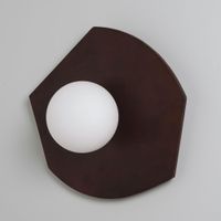aplique de pared de madera de hevea con globo opaco