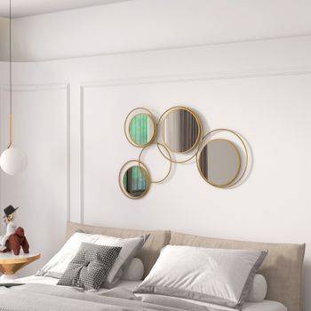 Espejo Decorativo De Pared De Metal Vidrio Homcom 110x68x2 Cm Dorado
