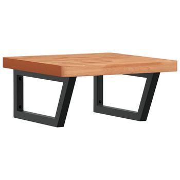Estante De Lavabo De Pared De Acero Y Madera Maciza De Haya Vidaxl