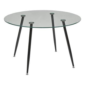 Mesa De Comedor De Cristal Templado Ostras 4 Plazas D120cm