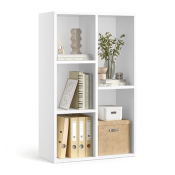Librería Estantería con Compartimentos para Libros Expositor, Blanco
