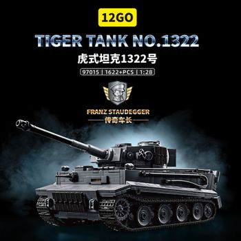 Bloques de Construcción 12GO 97015 Tiger Tank, 1622 Piezas, Modelo de Vehículo Militar, Ladrillos de Ensamblaje DIY, Juguete para Niños y Adultos, Regalo Coleccionable