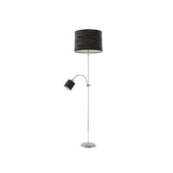 Pie De Salon Armonia 1xe27+1xe14 Plata-madera Negra Con Lector 155x40x40 Cm