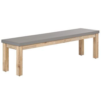 Banco De Jardín Tablero De Cemento Reforzado Con Base De Madera Gris 3 Plazas 180 X 90 Cm Para Exteriores Muebles Industriales Modernos Para Patio Ostuni