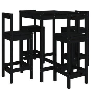 Conjunto De Mesa Y Taburetes Altos Jardín 5 Uds | Mueble Jardin Mesa Y Sillas Madera Pino Negro