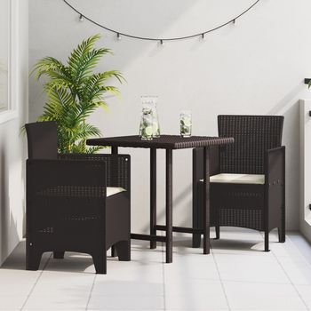 Sillas De Jardín Con Cojines 2 Pcs Marrón Poliratán V3031 Unico / Marrón