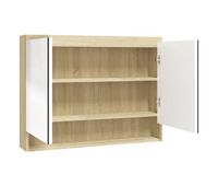 vidaxl armario de bano con espejo mdf blanco y roble 80x15x60 cm