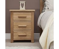 ex-display rohan oak three-drawer bedside cabinet