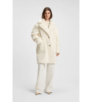 BOSS para mujer. 50548583 Abrigo de peluche con cuello ajustable blanco (32), Casual, Poliéster