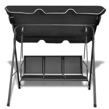 Banco Columpio De Jardín | Banco De Exterior | Silla De Jardín Con Dosel Negro