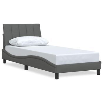 Estructura De Cama Sin Colchón Hanko Tela Gris Oscuro 90x190 Cm Vidaxl