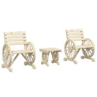conjunto de muebles de jardin 3 uds  mesa y sillas madera maciza de abeto