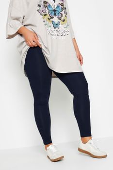 Leggings Algodón Elastano De Color Azul Marino, Mujer Curvy Y Tallas Grandes, Yours For Good