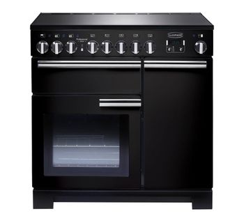 RANGEMASTER Professional Deluxe 90 Electric Induction Range Cooker - Black & Chrome, Black