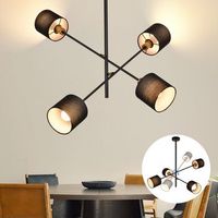 nettlife lampara colgante metal negro e14 max 25w de diametro 85 cm 4 bombillas pantalla sala de estar lampara vintage luz de techo lampara de para