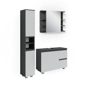 Conjunto De Muebles De Baño J-shape 3 Partes, Con Armario Alto Vicco