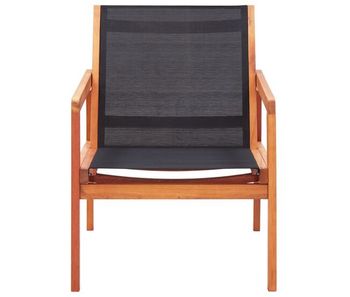 Silla de jardin de madera maciza de eucalipto y textilene negro