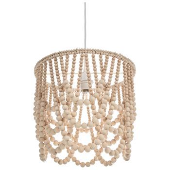 Lámpara De Araña Con Cuentas De Madera Estilo Boho Marrón Claro Verugal