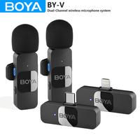 boya-microfono de solapa lavalier inalambrico by-v para iphone android telefono movil pc ordenador portatil youtube grabacion en streaming vlog