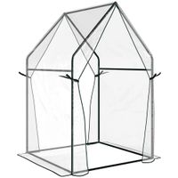 outsunny invernadero de terraza con 2 puertas con cremallera anti-uv para cultivo de plantas flores 90x90x145 cm transparente