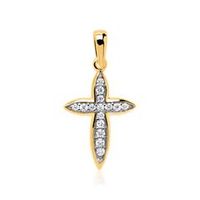 8 quilates colgante cruz de oro con circonitas engastadas