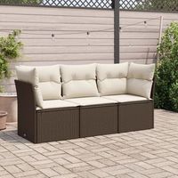 conjunto sofas de jardin 3 uds  mueble jardin mesa y sillas y cojines ratan sintetico marron cfw791332
