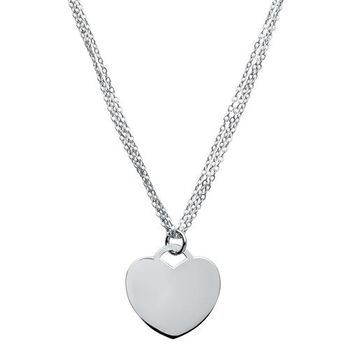 Cadena de plata 925 de tres filas colgante corazón