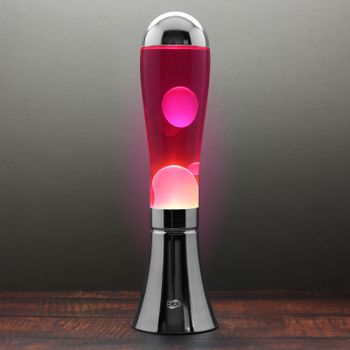 BIG BLOB Metallic Silver Lava Lamp - White/Pink