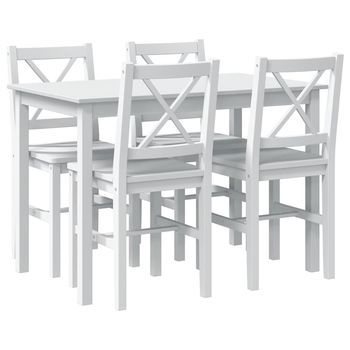 Conjunto De Muebles Deconjunto Comedor Jardin 5 Uds | Mesa Y Sillas Blanco
