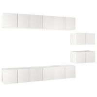 mueble de tv 8 piezas de madera contrachapada blanco