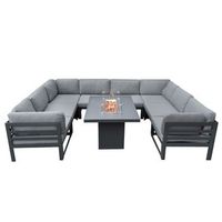 mueble modular de jardin de 9 plazas con sillon y mesa para fogata
