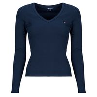 tommy jeans camiseta manga larga tjw slim essential rib v ls para mujer