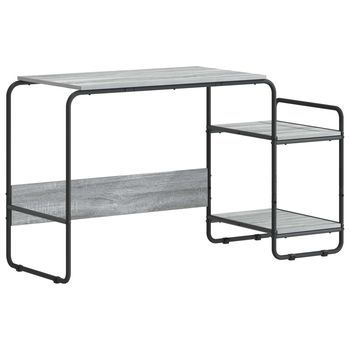 Escritorio Con Almacenamiento Sonoma Gris 131,5 X 50 X 75,5 Cm Vidaxl