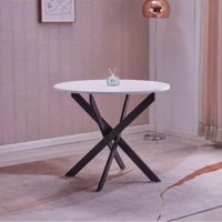 mesa comedor redonda efecto madera blanca y negra 90x90x77cm