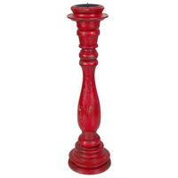 candelabro de madera artesanal rojo 16x16x60h cm