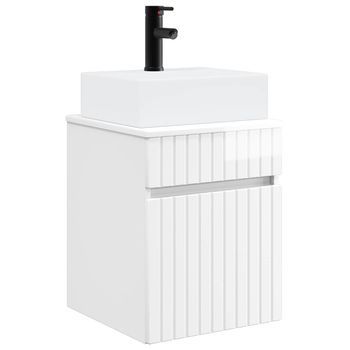 Vanidad Con Lavabo De Pared Blanco Brillante 39 X 41 X 62,5 Cm Vidaxl