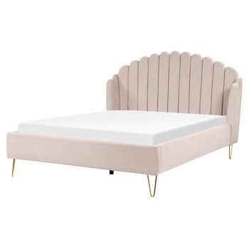 Cama Con Somier De Poliéster 160 X 200 Cm Cabecero Beige Ambillou