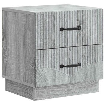 Armario De Noche - Mueble Para Dormitorio - Madera De Ingeniería - Gris Sonoma (43x34.5x44.5cm)
