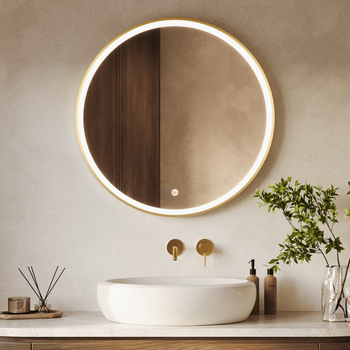 Espejo De Baño Con Luz Led 80 Cm Dorado, Redondo, Antivaho, 3 Colores Dimmable - Lomazoo Paris