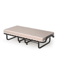 costway cama plegable con colchon de espuma memoria ruedas marco metalico cama portatil para invitados oficina 200 x 80 x 40 cm beige